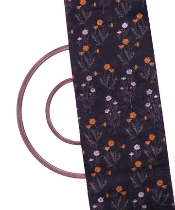 black and mustard floral print modal chanderi fabric b124 5361